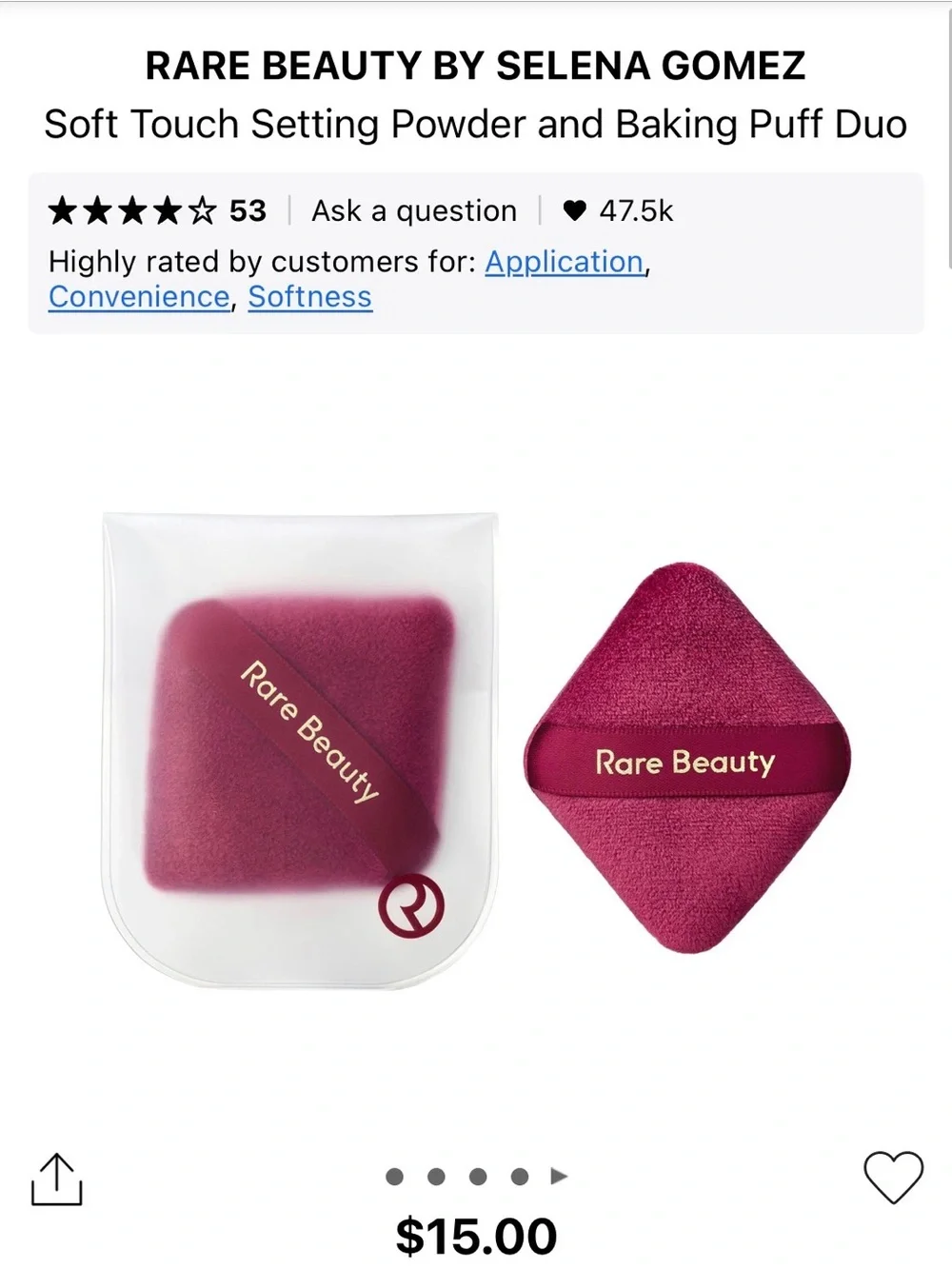 Rare Beauty Soft Pinch Liquid Contour in Solace + 2 Powder Puffs